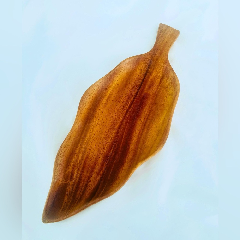 Vintage Decorative Wood Wooden Leaf Tray
